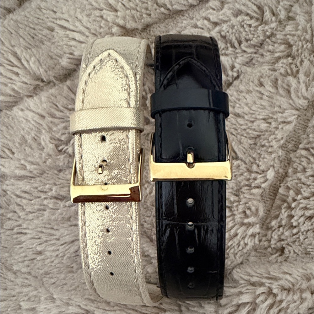 Guess Golden ColorSet of 2 Black & Glitter Leather Strap 16mm - 16 Newoldstock